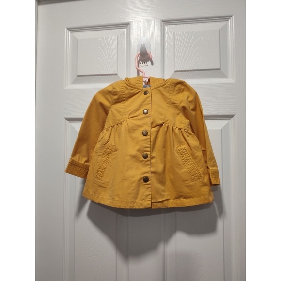 Rachel Zoe Other - Rachel Zoe Baby Girls Mustard Yellow Hooded Trench Coat Infant‎ Size 18 months